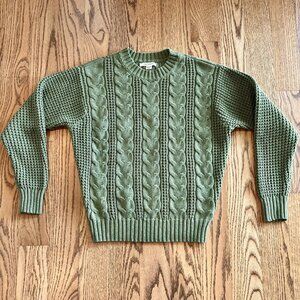 American Eagle Green Cable Knit Sweater - Size Women's XS